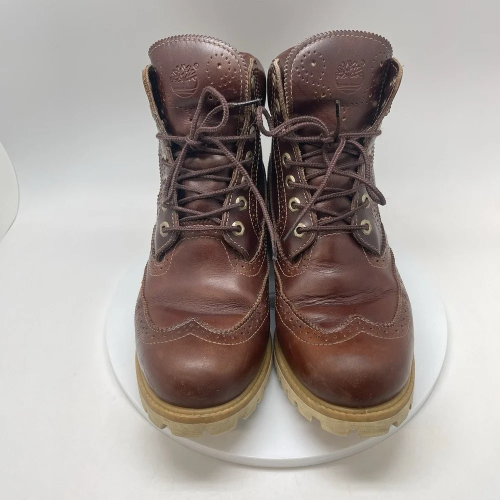 Timberland Boots Mens 8.5 Villa Wingtip Premium Brogue Brown Insulate Work A16WL